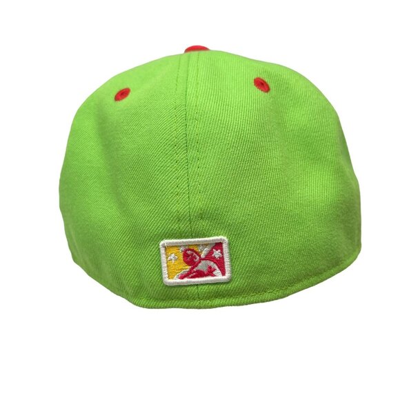 Lake Erie Captains Picantes de Lake County MiLB New Era 7 1/2 Hat Cap Neon Green - Picture 5 of 11